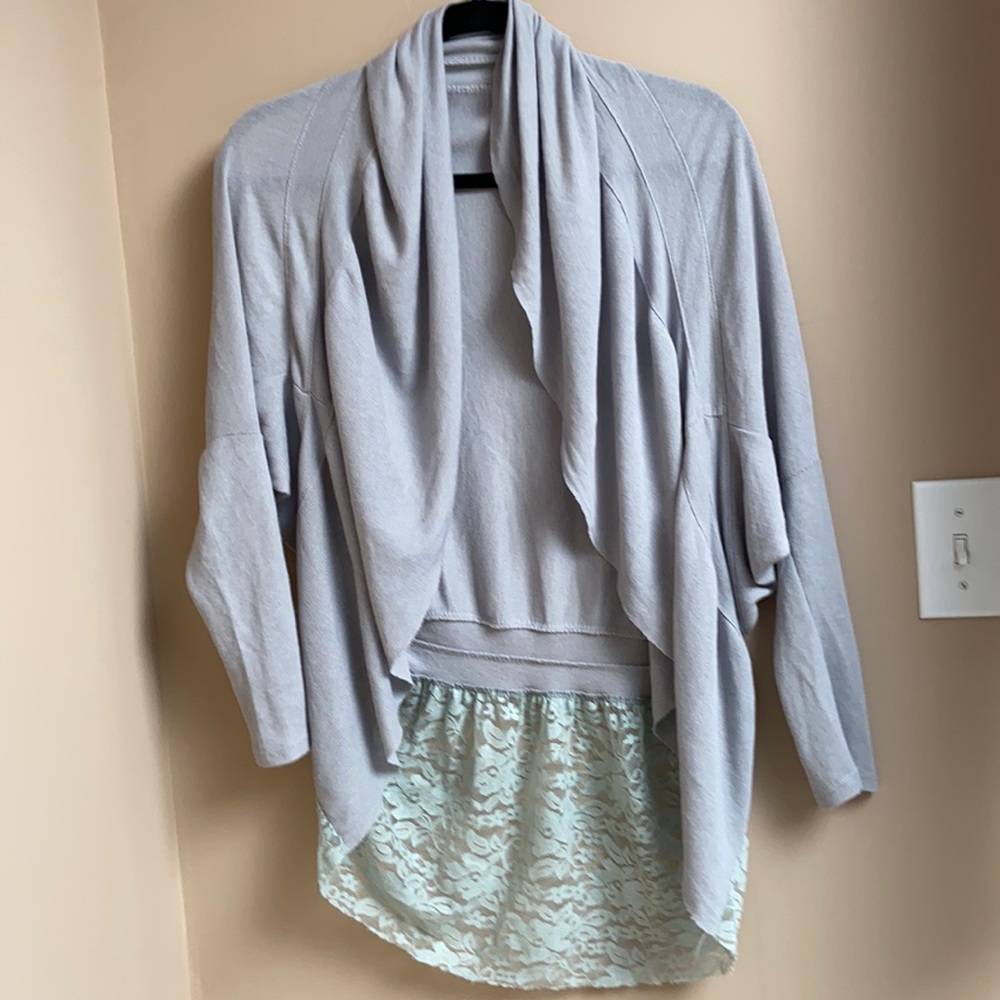 Waterfall Sheer Lace Open Front Cardigan